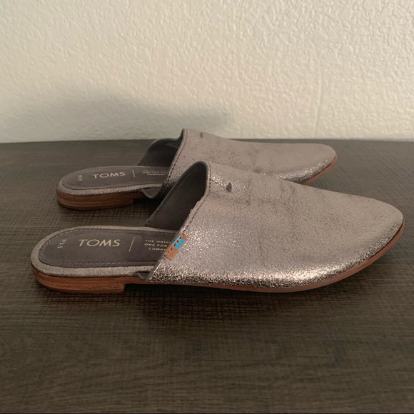 Toms metallic pewter Jutti mules slip-on size 5.5 - Picture 2 of 9